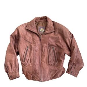 Vintage Adventure Bound by Wilson’s Women’s Brown Leather Bomber Jacket